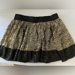 Justice Girl’s Skort, Size 16, Sequins, Black/Gold, Mini.